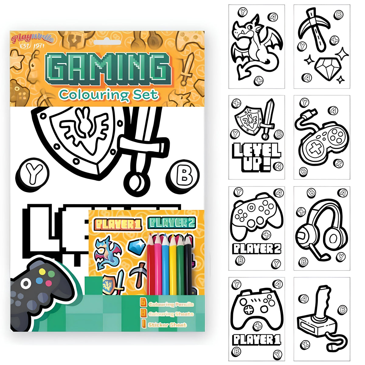 Gaming Colouring Set 29.5 x 22cm | Arts & Crafts | Kids Party Craft – KPC