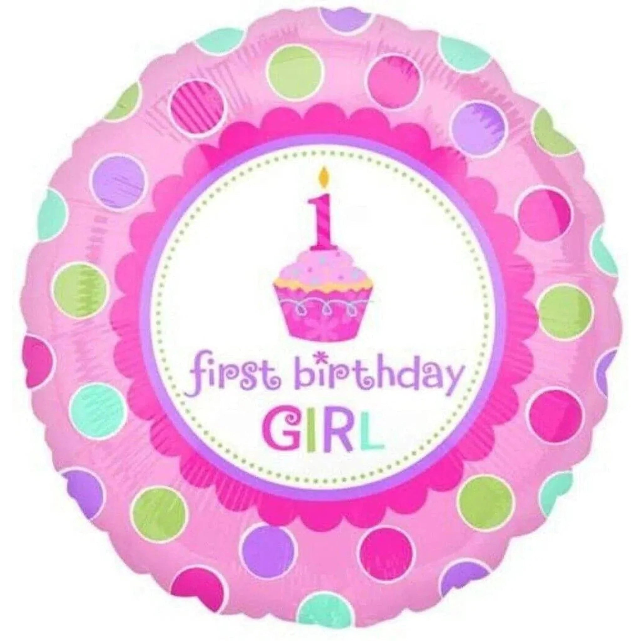 Girls 1st First Birthday Pink Cupcake Foil Balloon - Kids Party Craft