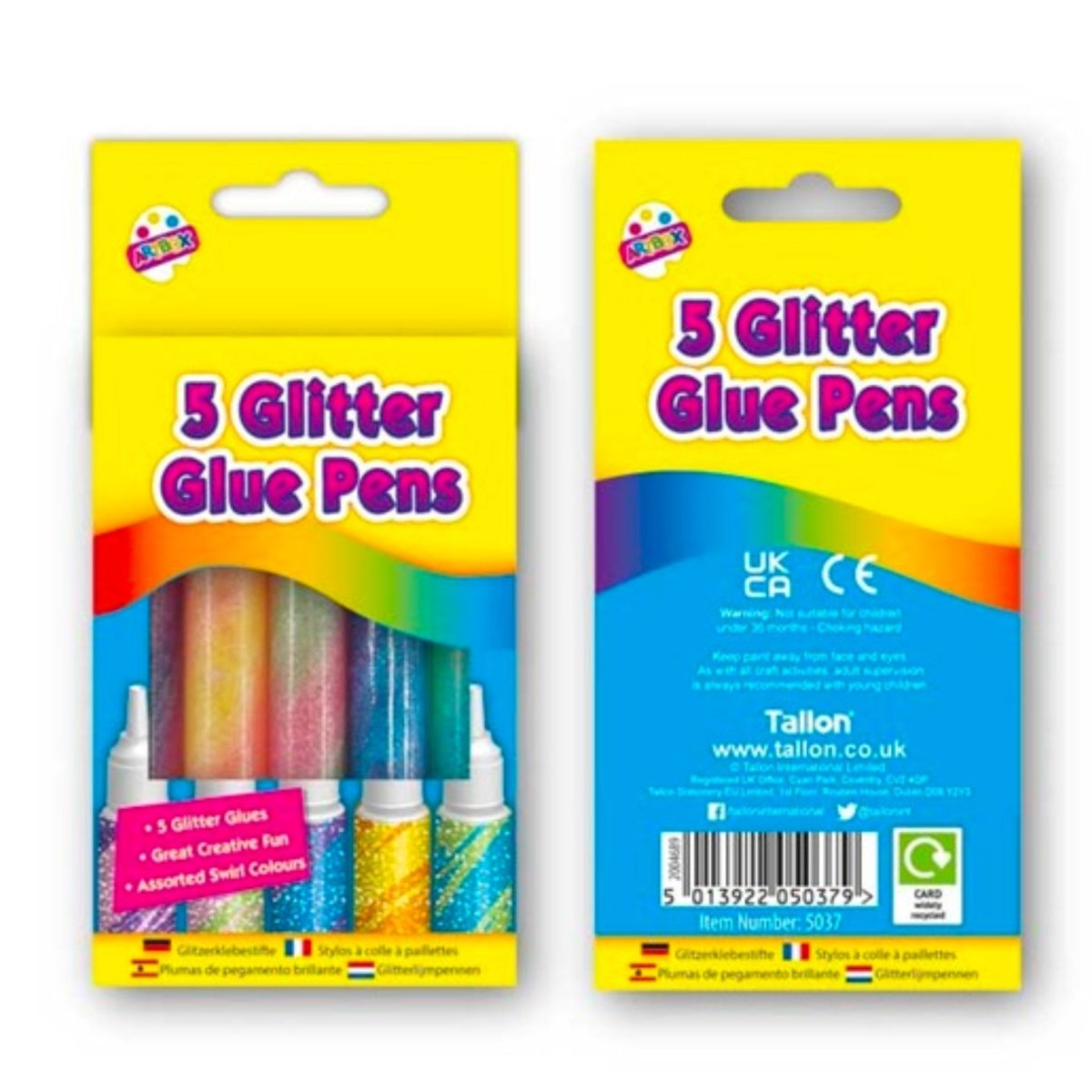 Glitter Glue Pens (5 Assorted) - Kids Party Craft