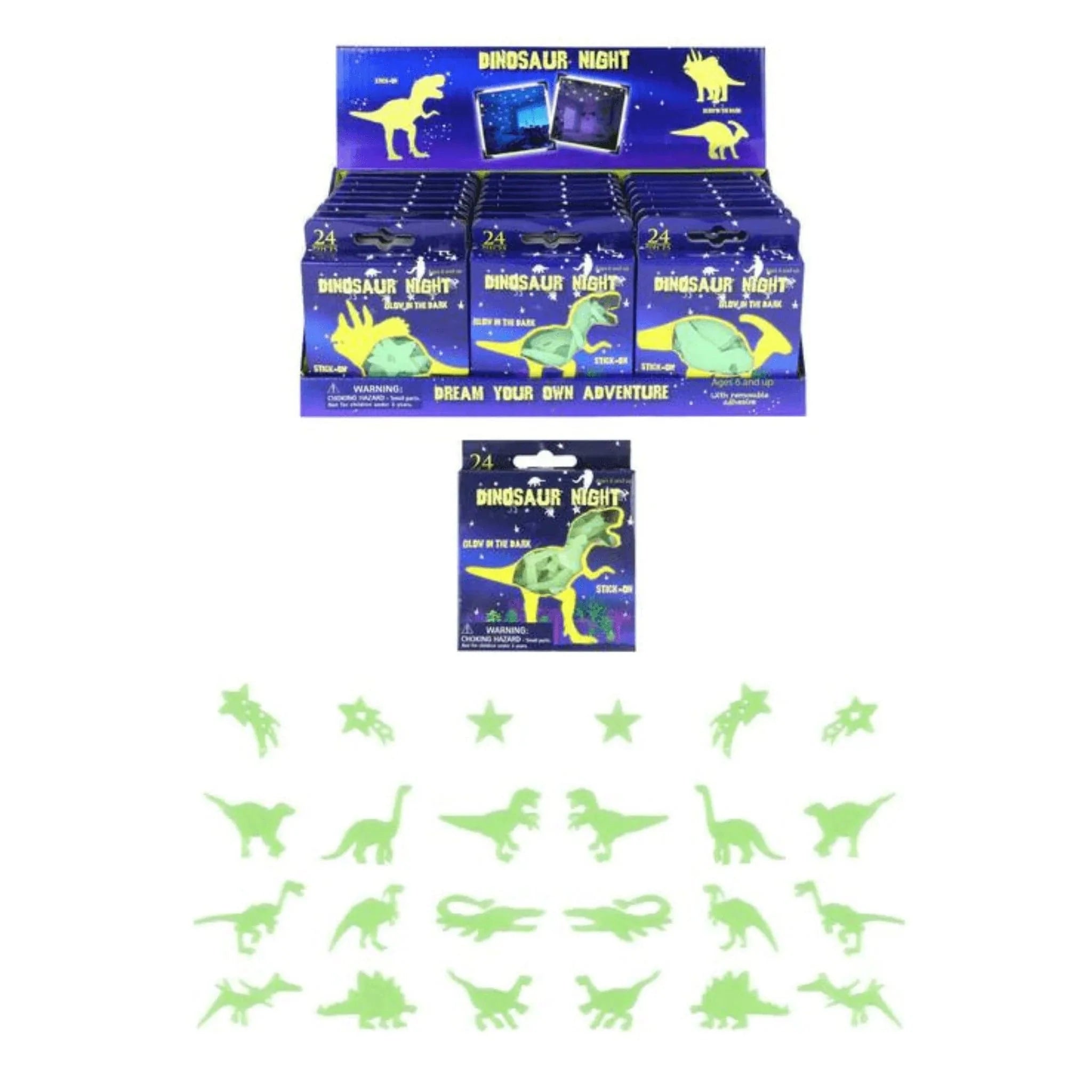 Glow In The Dark Dinosaur Stickers Plastic - Kids Party Craft