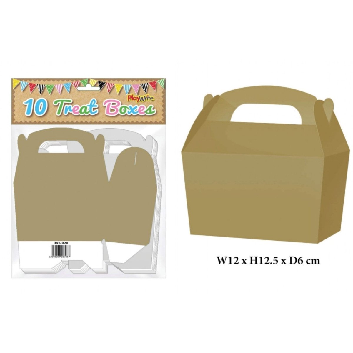 Gold Treat Box 12cm Pack of 10 - Kids Party Craft