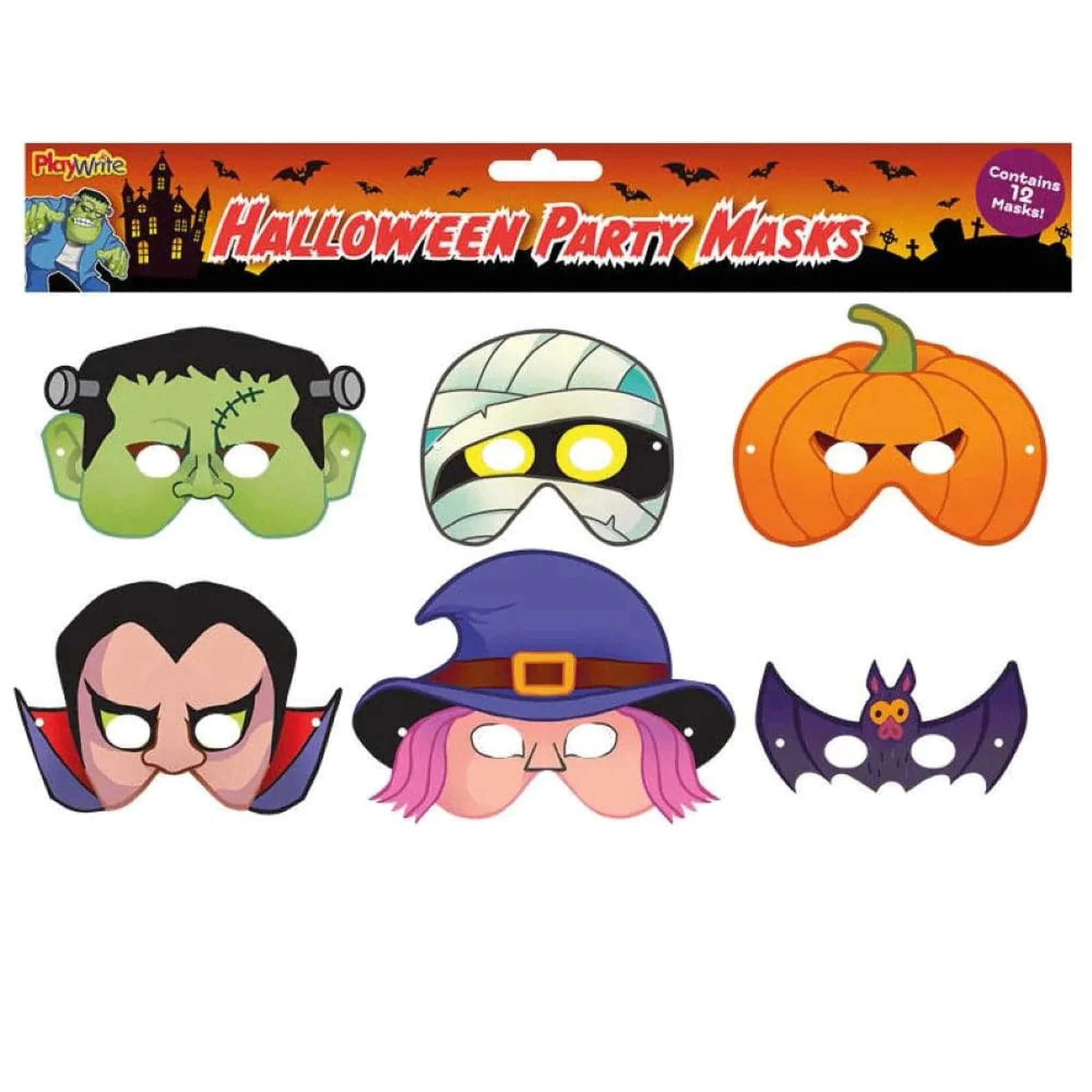 Halloween Card Masks x12 - Kids Party Craft