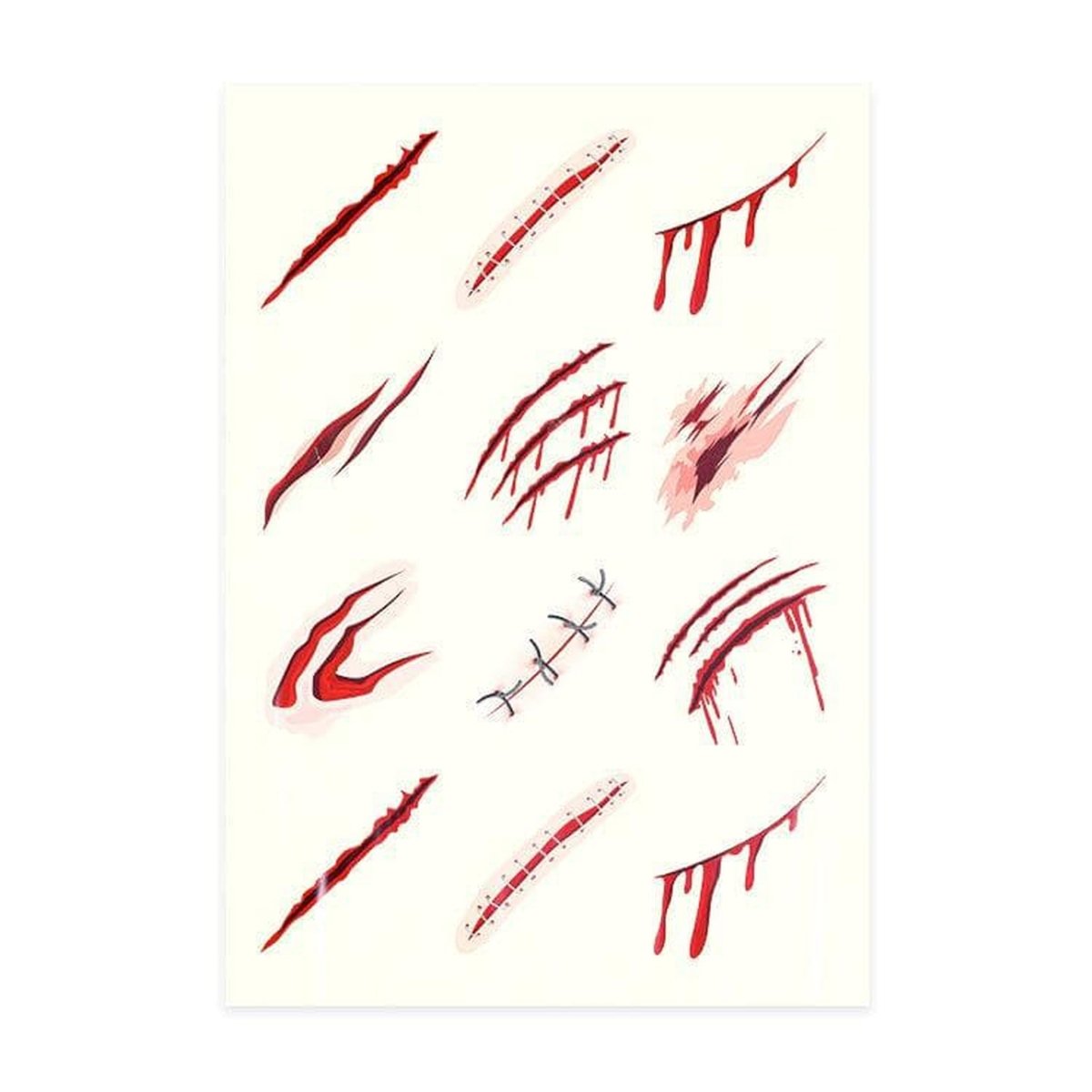 Scary Scars Pattern Halloween Scary Scars Tattoo Sheet - Kids Party Craft | Kids Party Craft