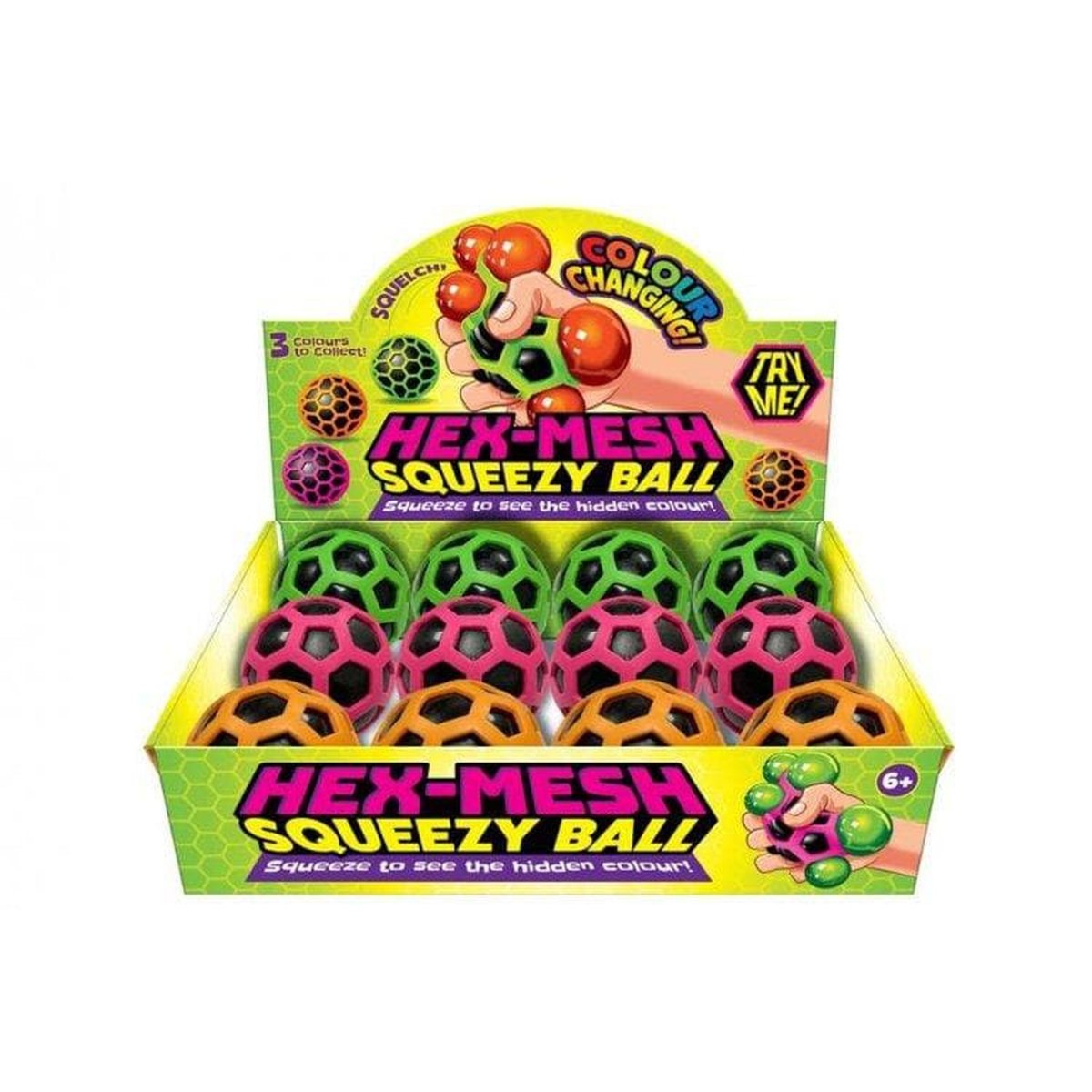 Hex Mesh 80mm Squeeze Squishy Ball - Kids Party Craft