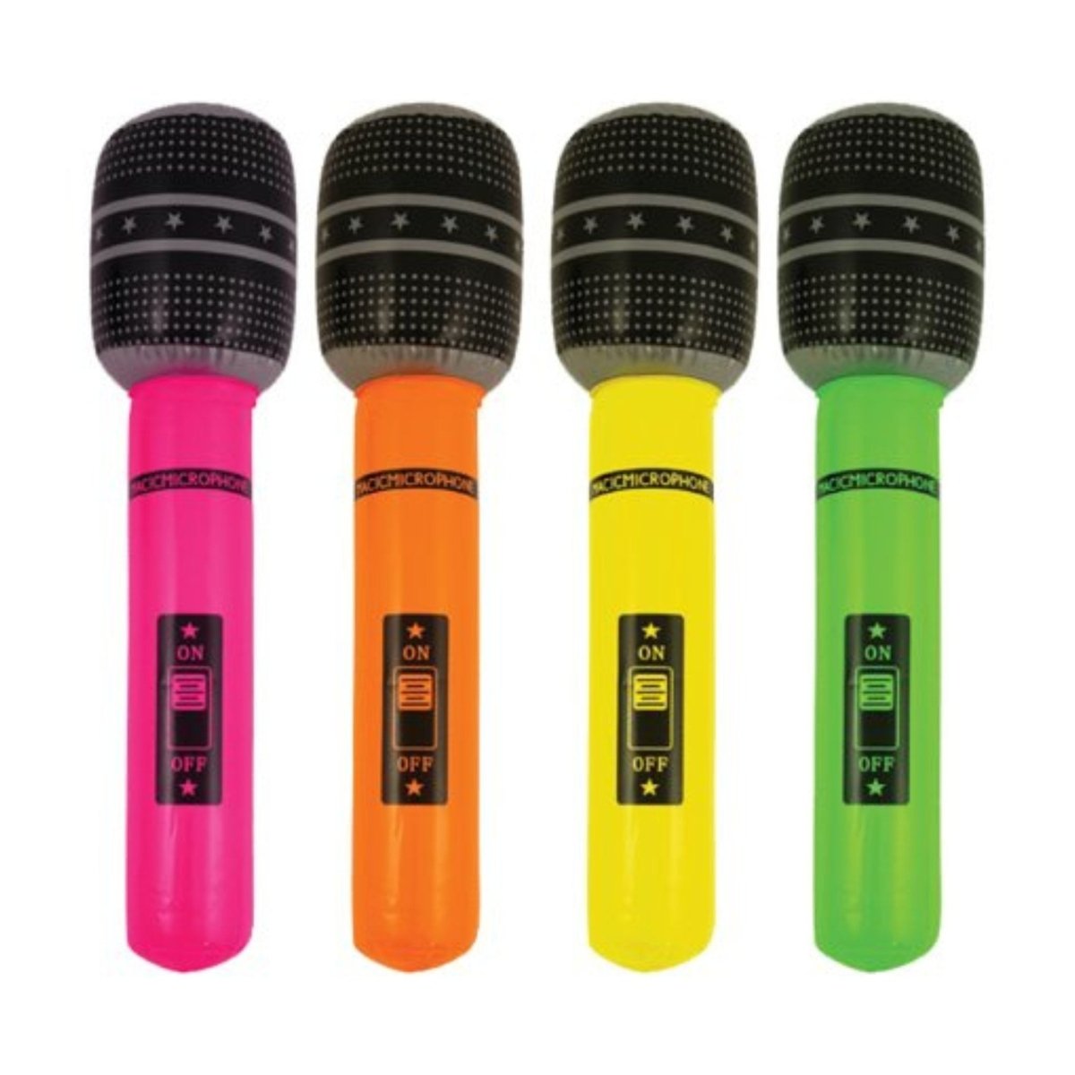 Inflatable Microphone 4 Assorted Neon Colours (25cm) - Kids Party Craft