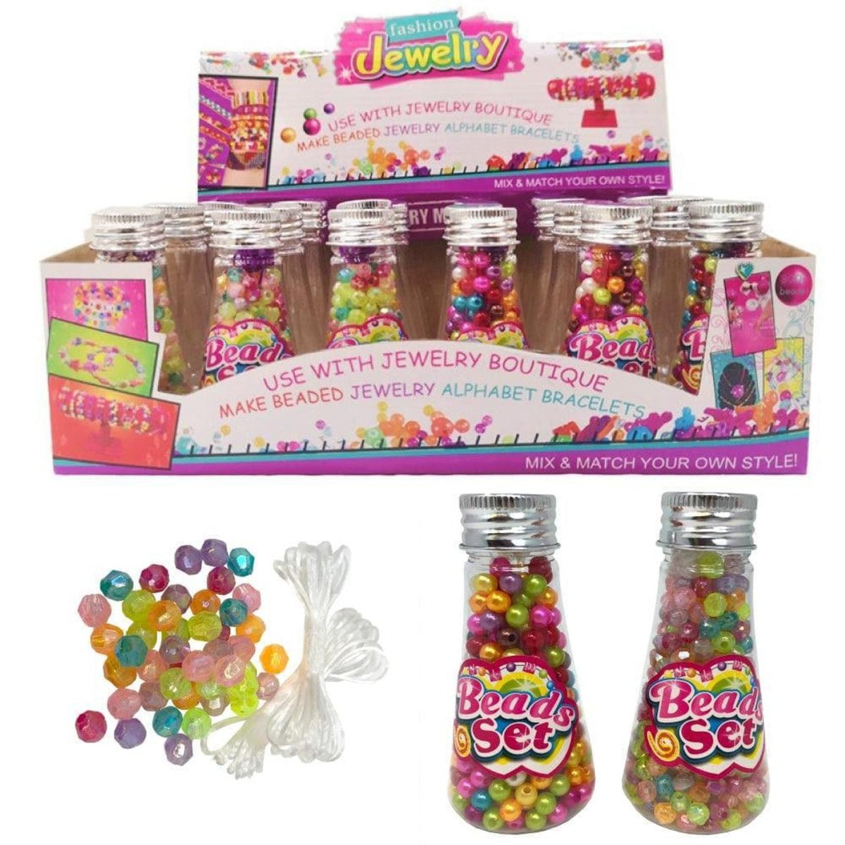 Jewellery Beads in Bottle 9cm - Kids Party Craft
