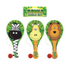 Jungle Animals Wooden Paddle Bat and Ball Game - Kids Party Craft