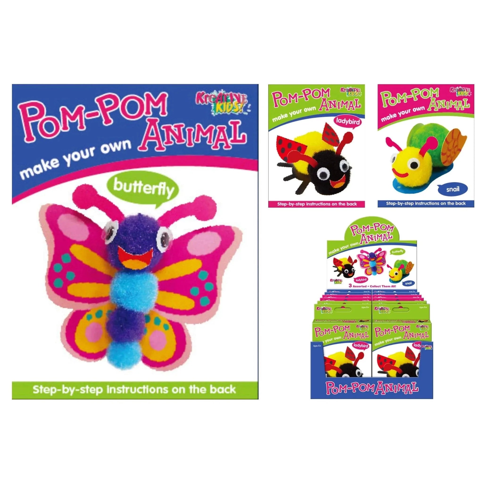 Ladybird Pom Pom Animal Craft Kit - Kids Party Craft