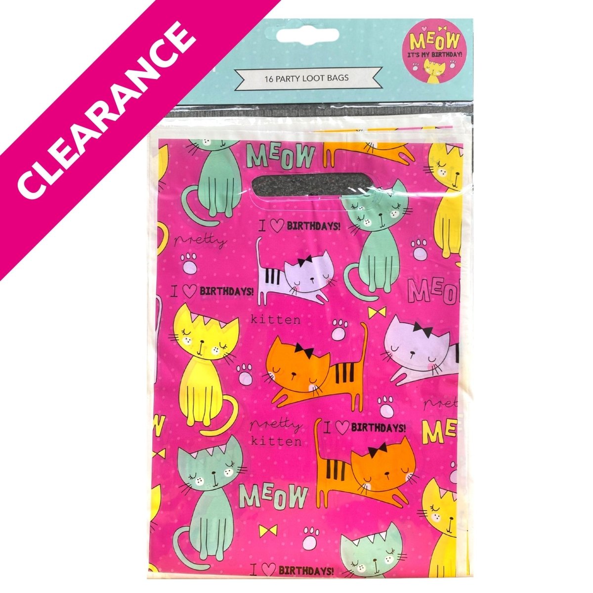 Meow Kitty 16 Pack Loot Bags - Kids Party Craft