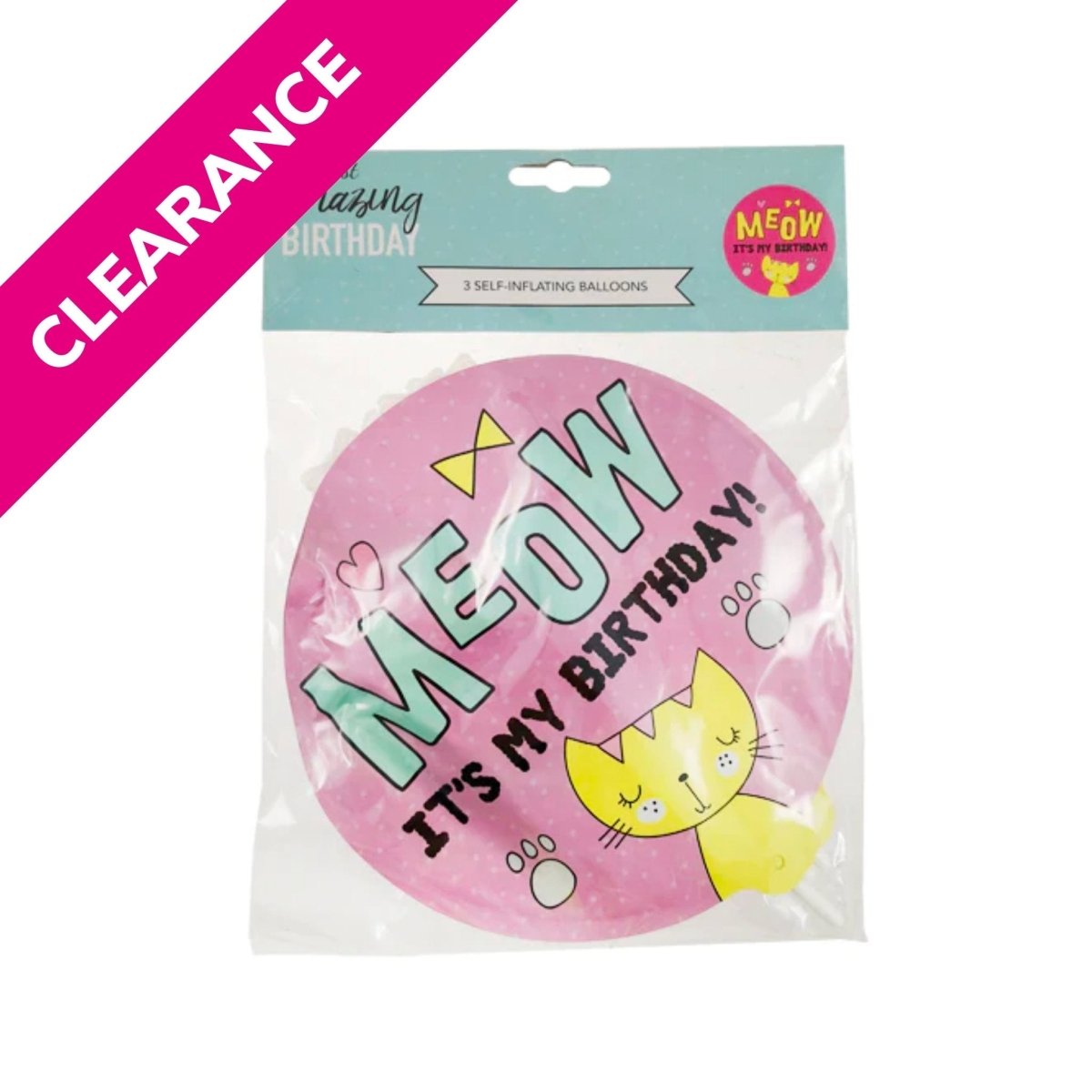 Meow Party Self Inflating Balloons 3pk - Kids Party Craft
