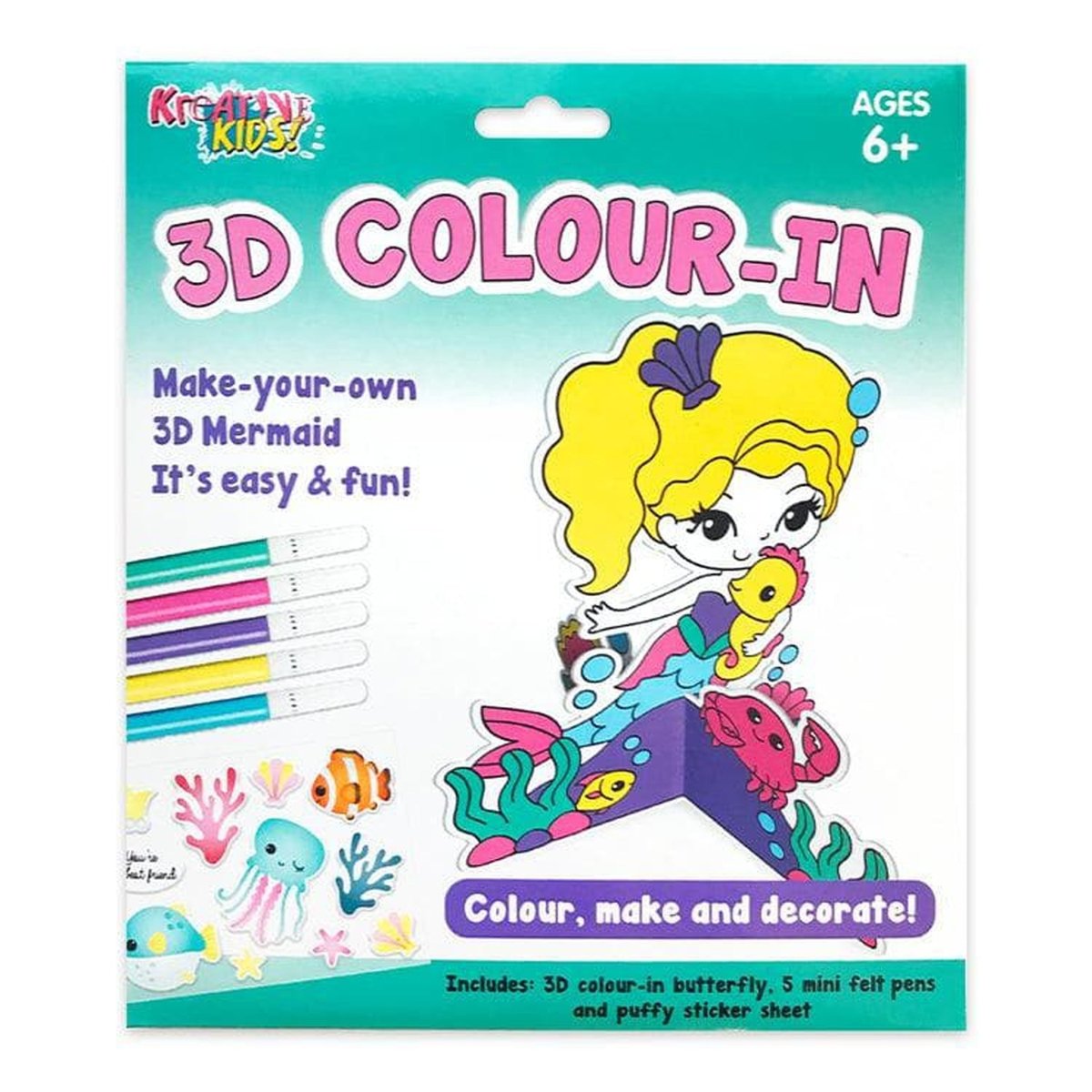 Mermaid 3D Colouring Kit - Kids Party Craft
