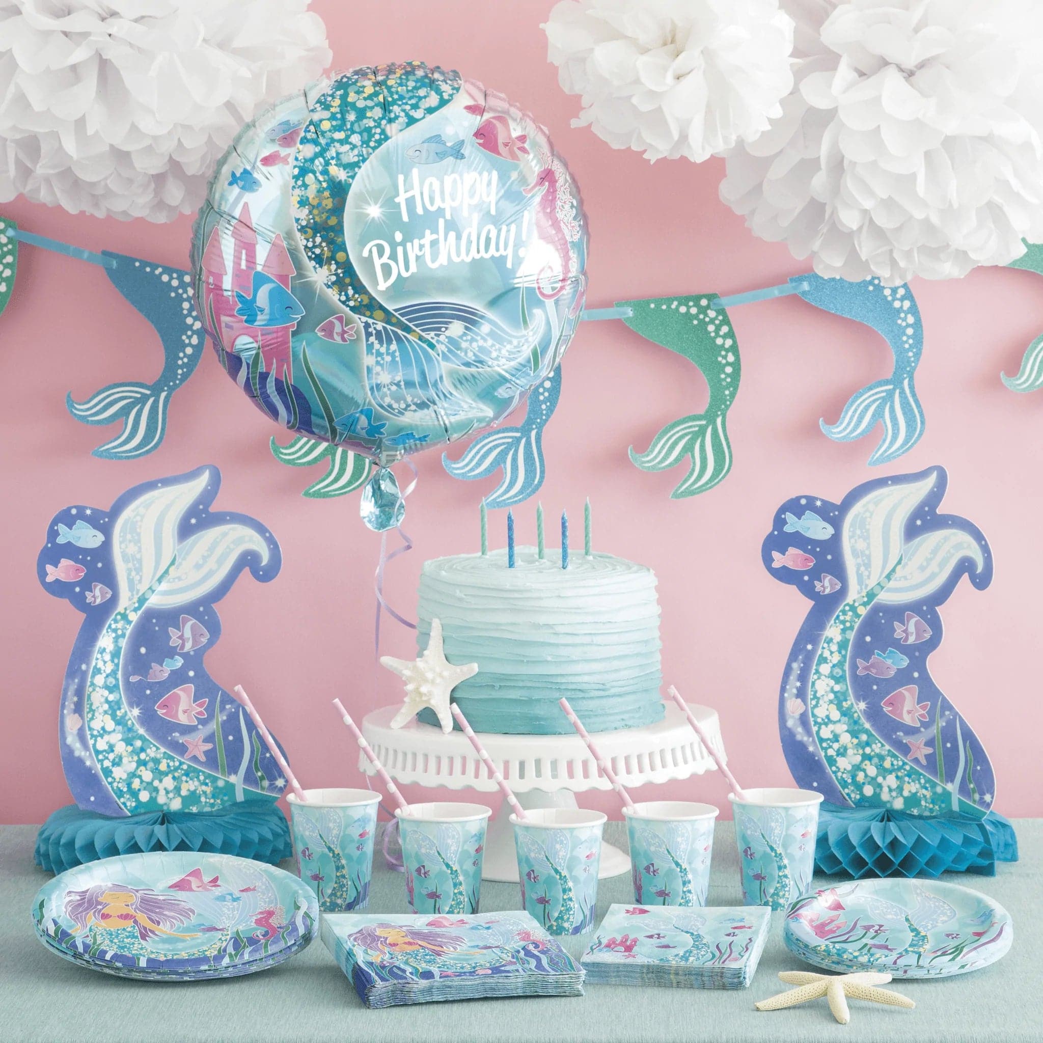 Mermaid 7" Dessert Plates 8pk - Kids Party Craft