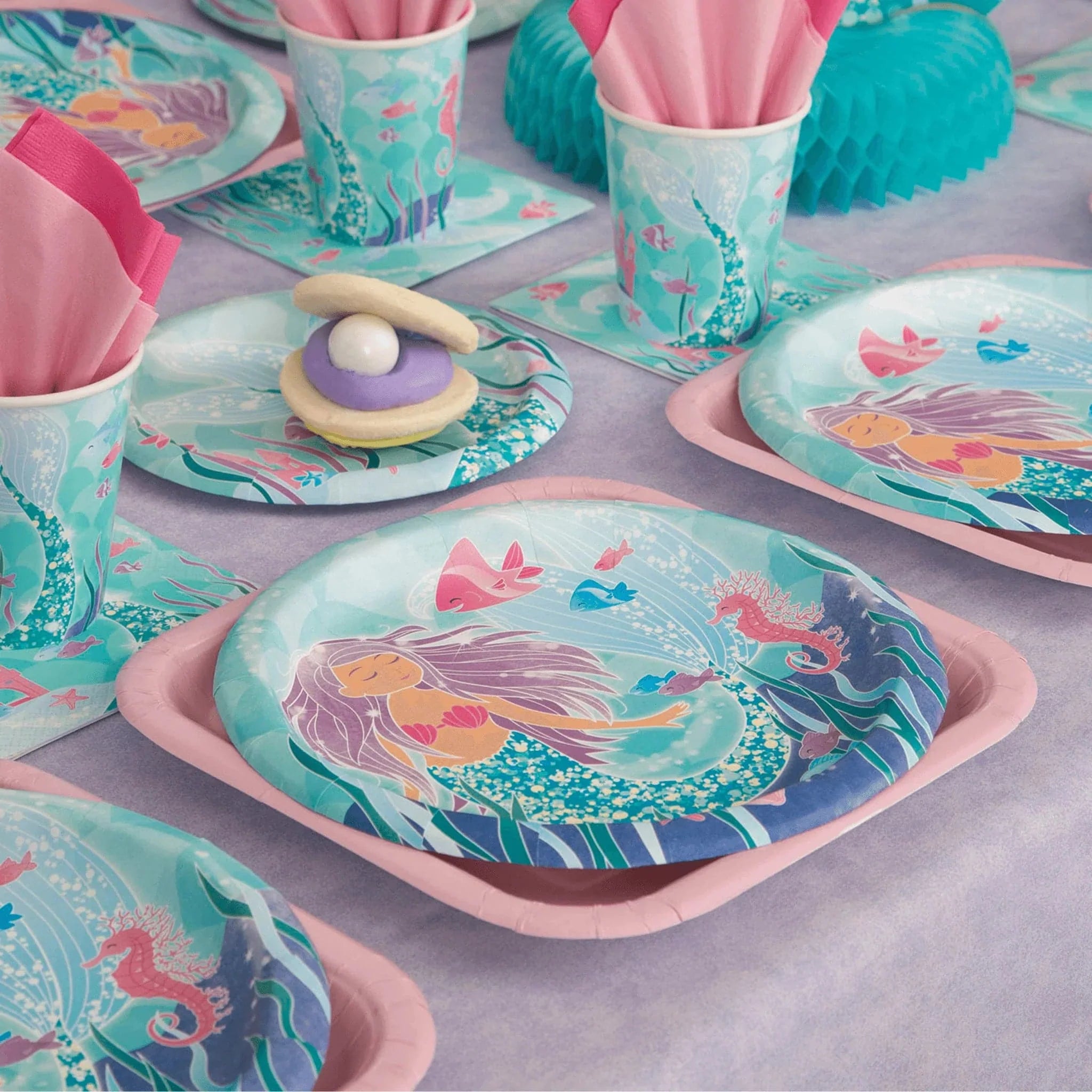 Mermaid 7" Dessert Plates 8pk - Kids Party Craft