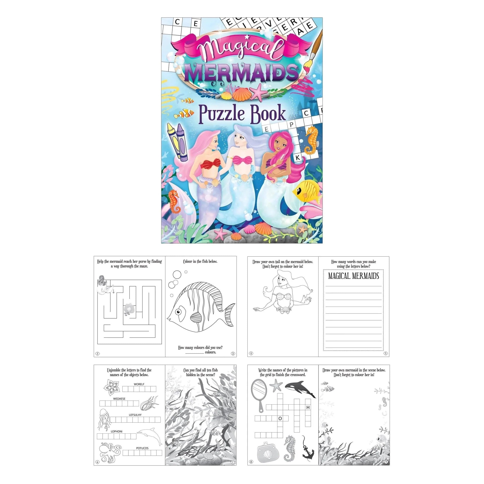 Mermaid Themed Fun Puzzle Book - Kids Party Craft