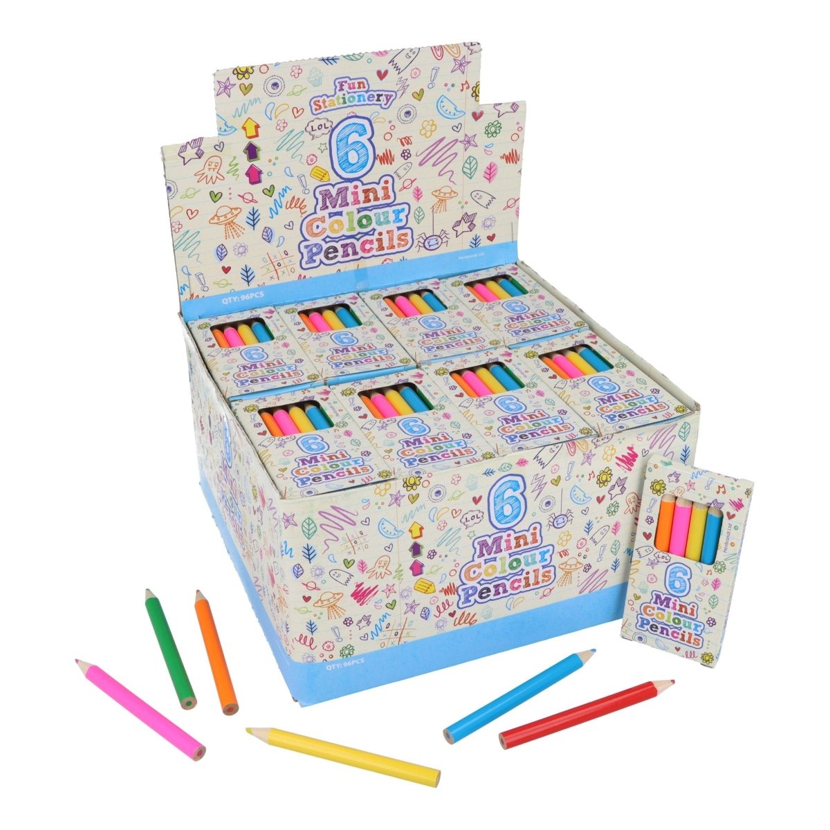 Mini Colouring Pencils 6 Assorted Colours - Kids Party Craft