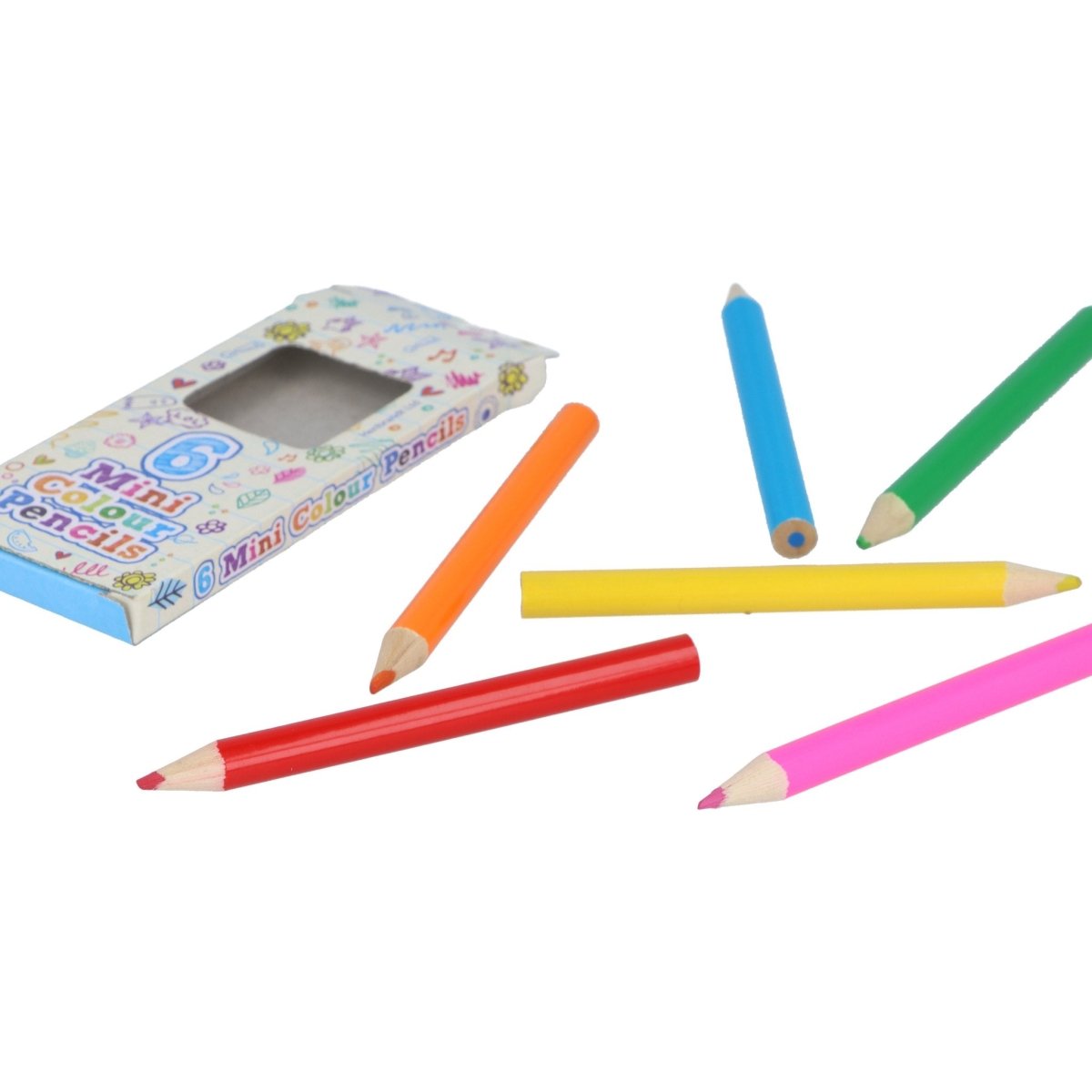 Mini Colouring Pencils 6 Assorted Colours - Kids Party Craft