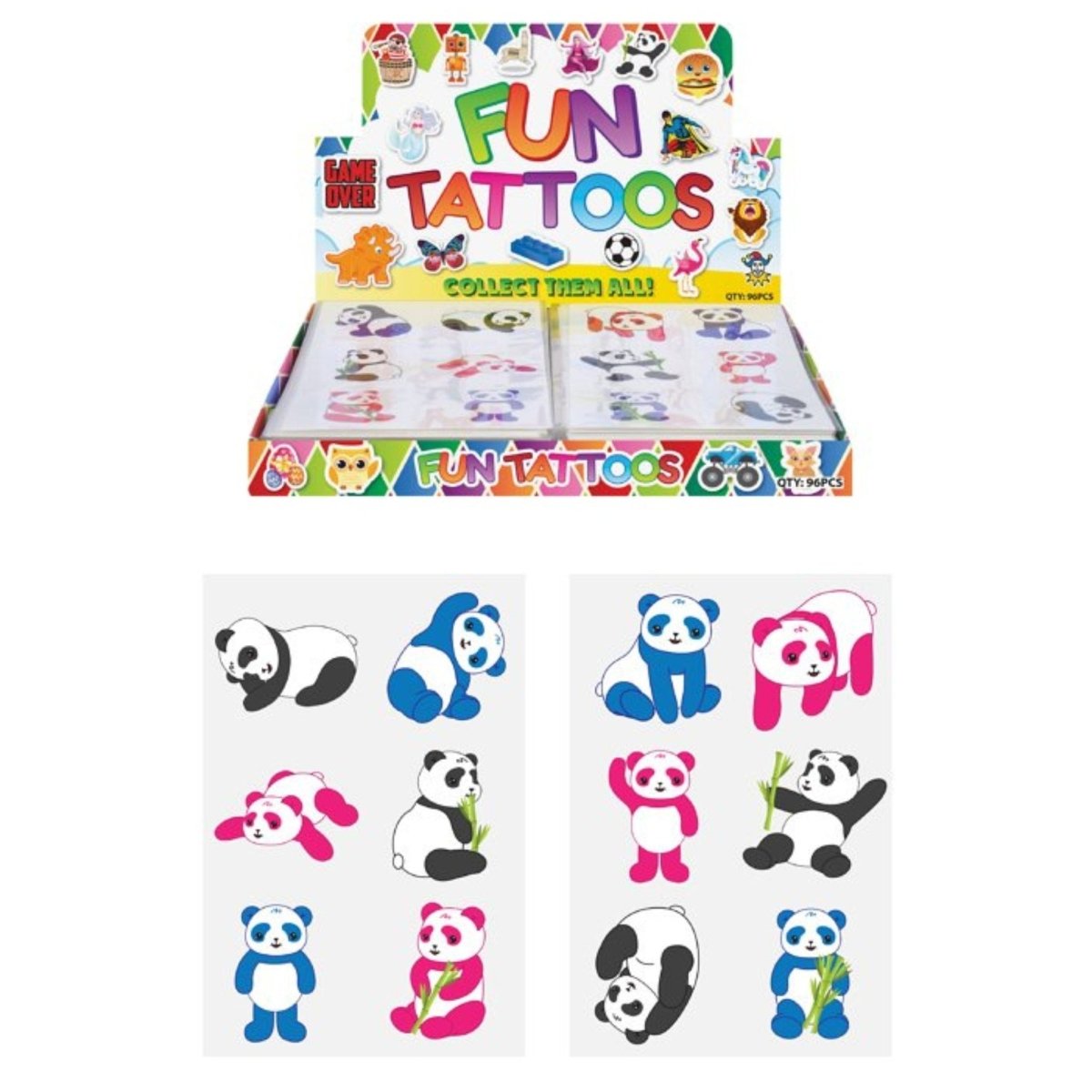 Mini Panda Temporary Tattoo Sheet - Kids Party Craft