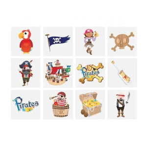 Mini Pirate Temporary Tattoos (4cm) 12 Piece Packs - Kids Party Craft