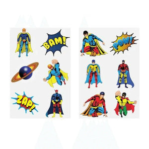 Mini Superhero Temporary Tattoo Sheet - Kids Party Craft