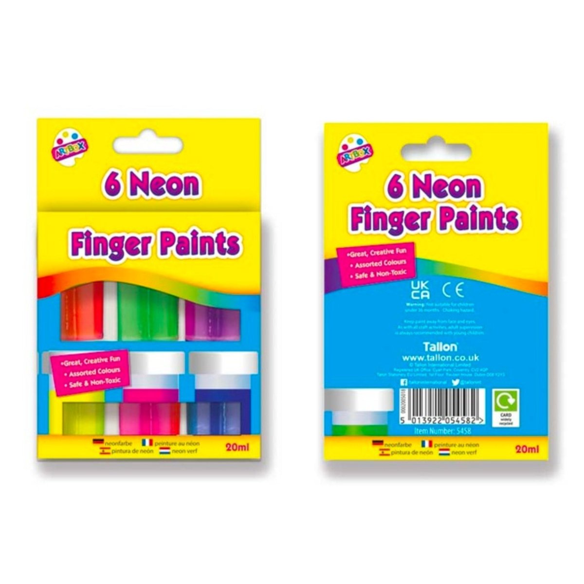 Neon Finger Paints (6 Assorted) - Kids Party Craft