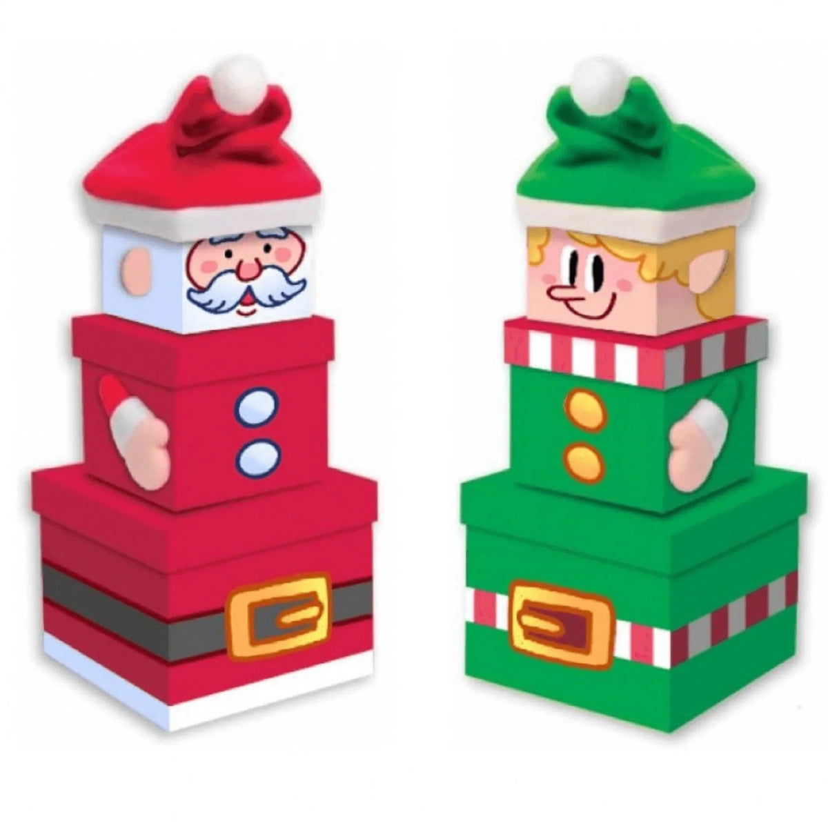 Stackable Boxes Elf Nesting Gift Boxes 3pc Santa & Elf - Kids Party Craft | Kids Party Craft