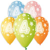 Pastel Number 4 Balloon With Stars -10 Pack - Kids Party Craft