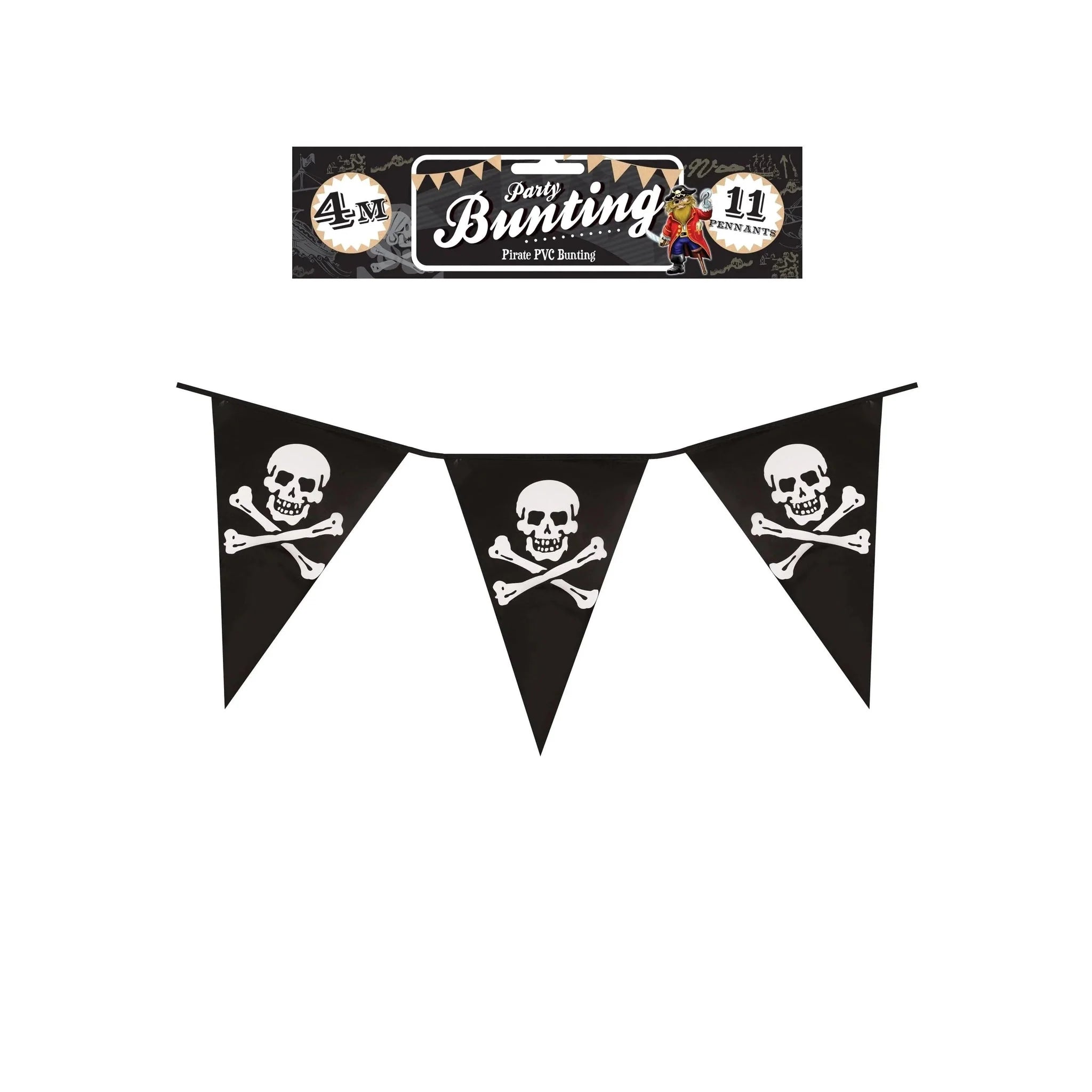 Pirate Bunting 4 Meters 11 Pennants - Kids Party Craft