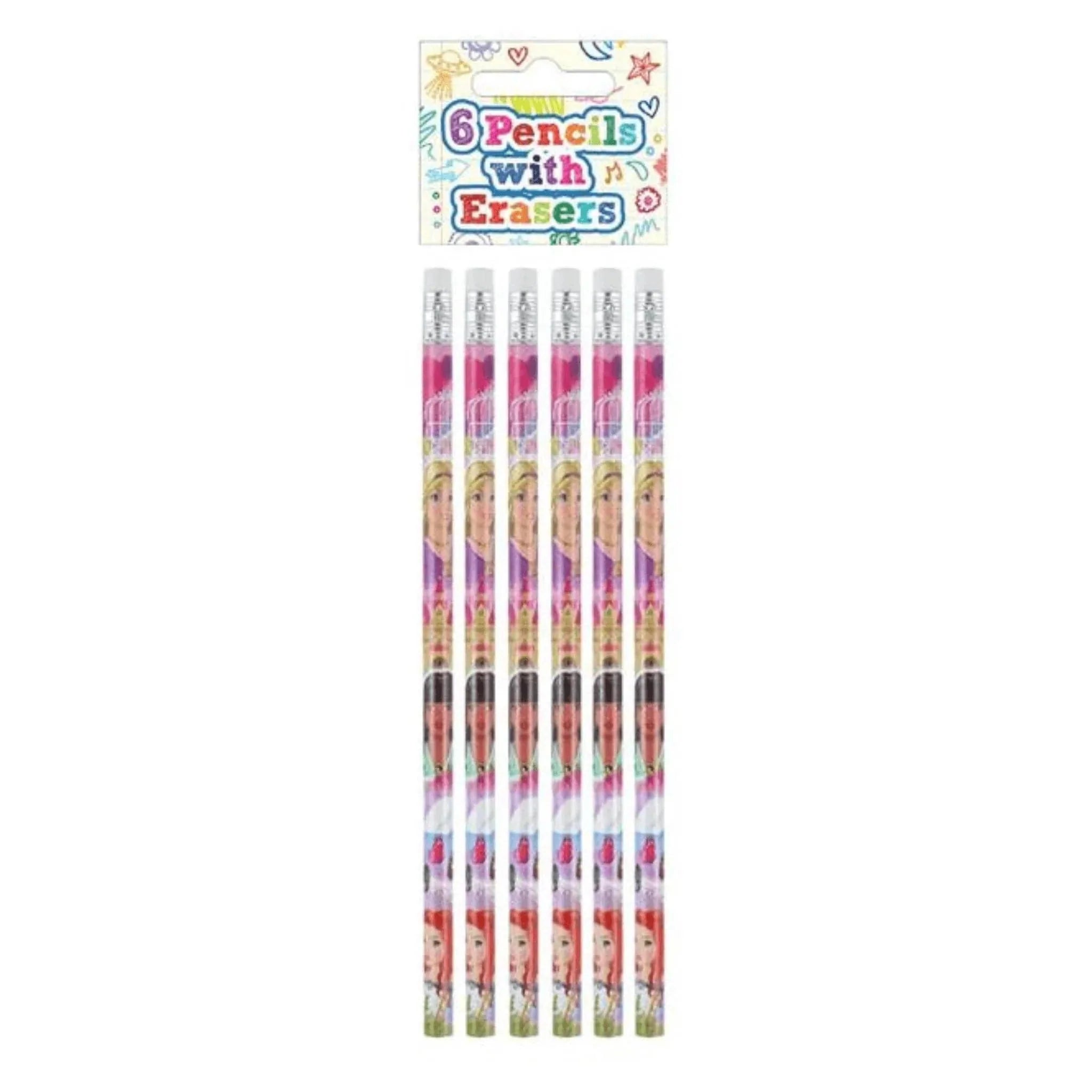 Princess Pencils with Erasers (6 pieces) - Kids Party Craft