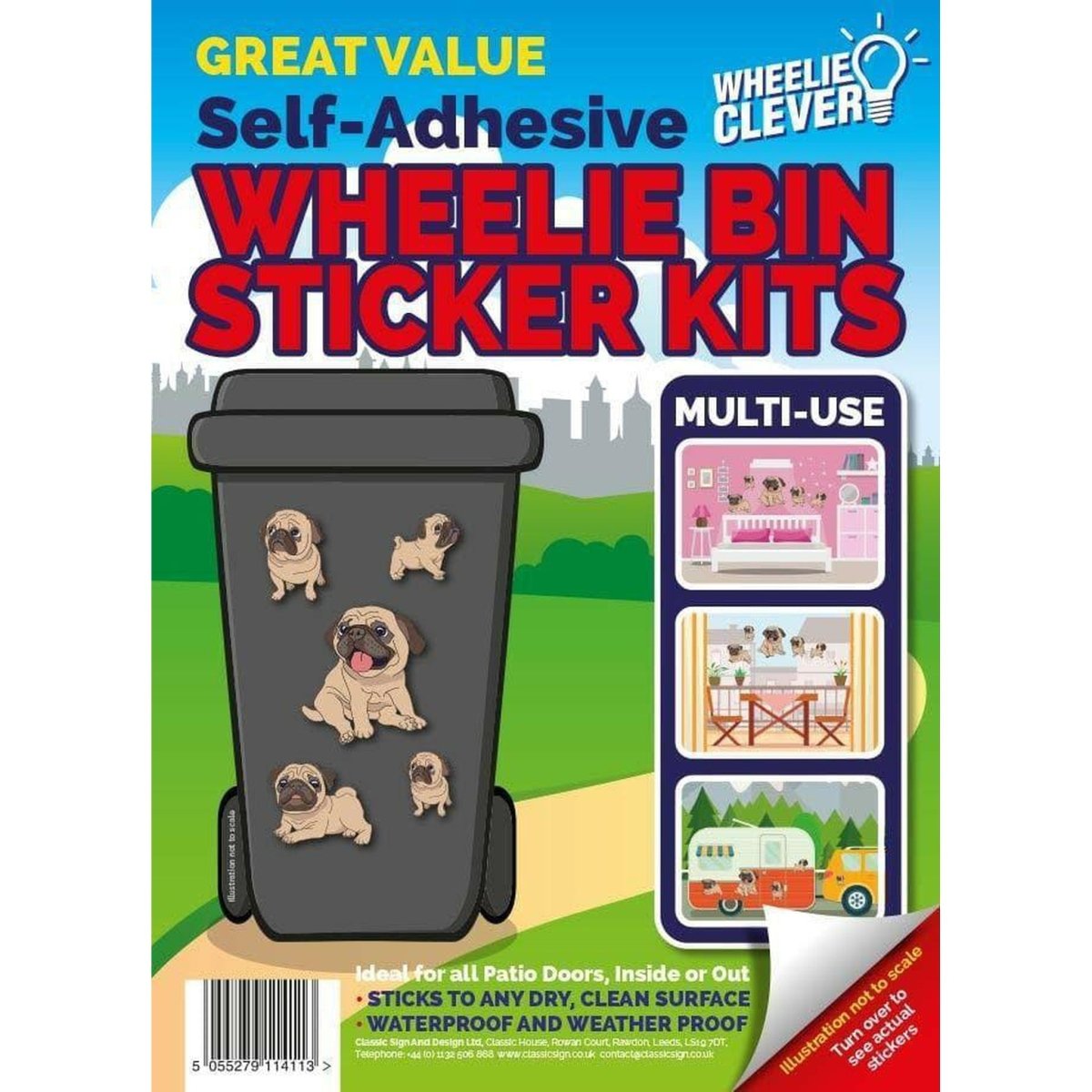 Pug Wheelie Bin Sticker Kit - Kids Party Craft