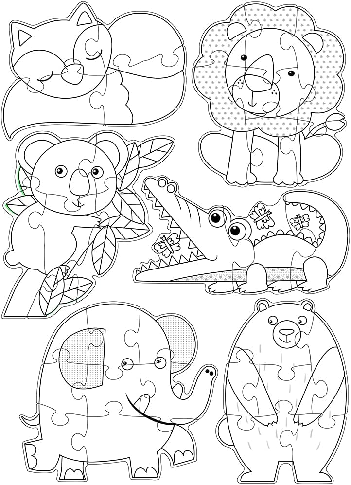 Puzzly-Do Jungle Friends Jigsaw Puzzles 6 In 1 - Kids Party Craft