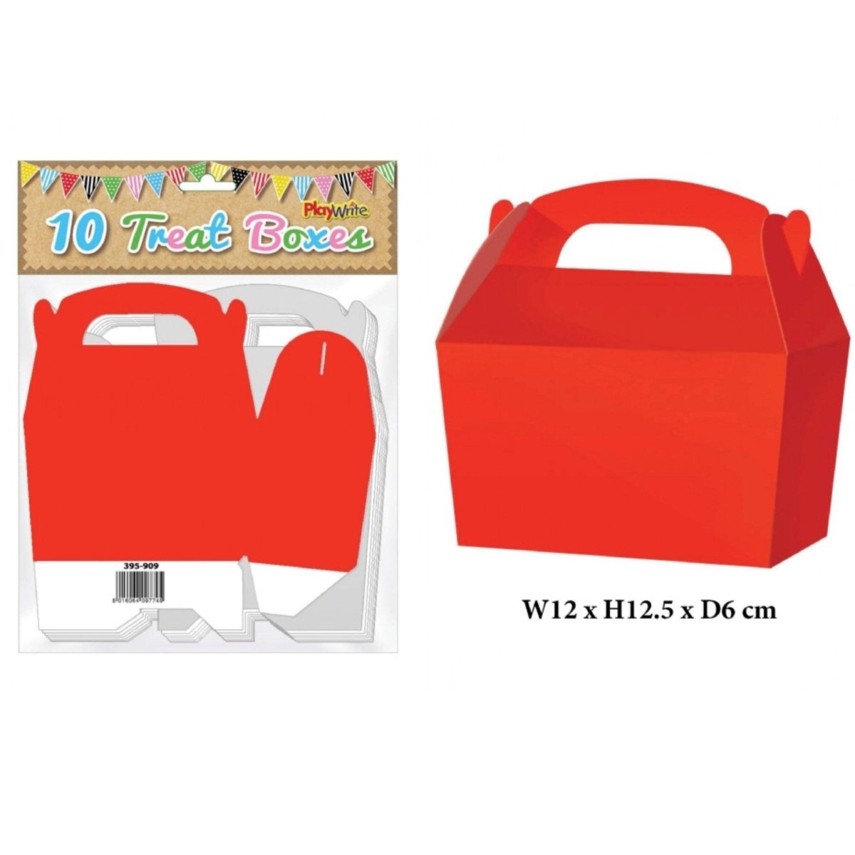 Red Treat Box 12cm Pack of 10 - Kids Party Craft