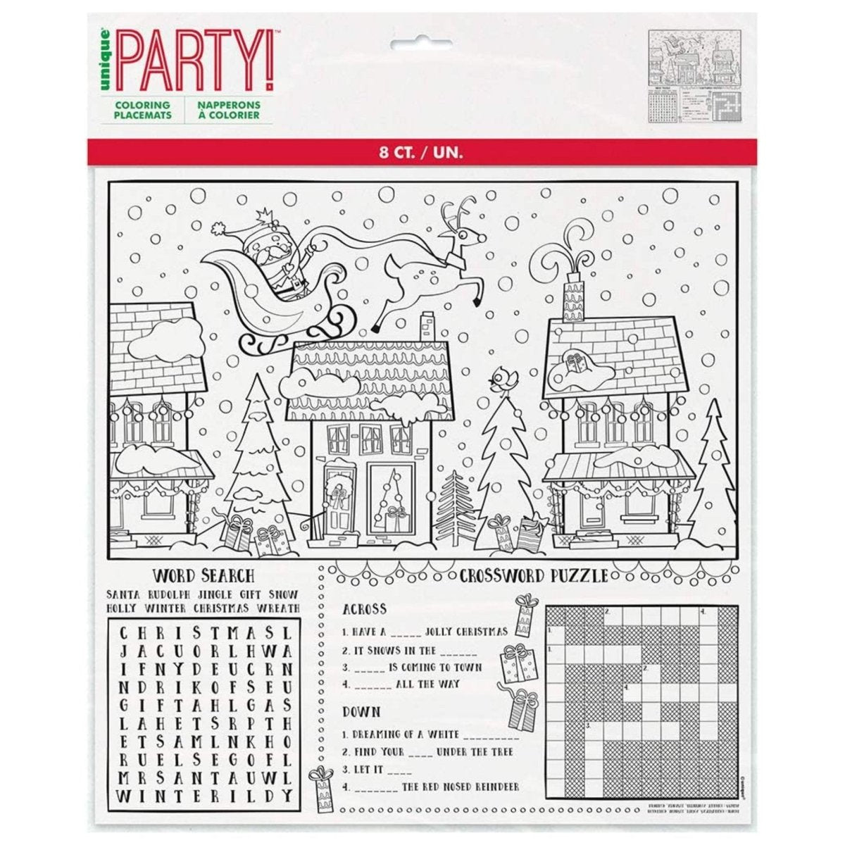 Santa Christmas Colouring Placemats 8pk - Kids Party Craft