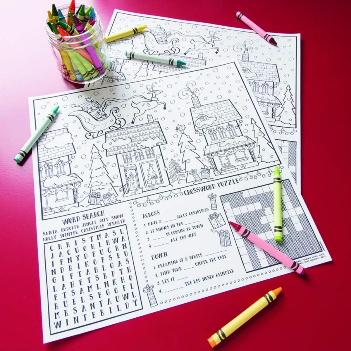 Santa Christmas Colouring Placemats 8pk - Kids Party Craft