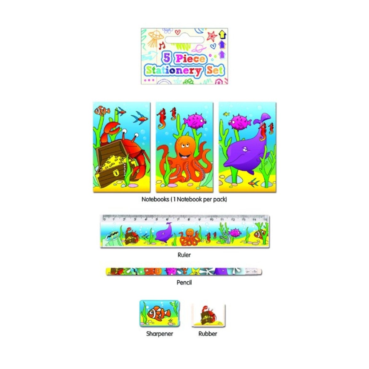 Sealife Stationery Set (5pc) - Kids Party Craft