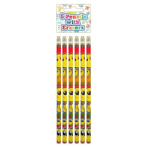 Smile Pencils with Erasers (6 pieces) - Kids Party Craft