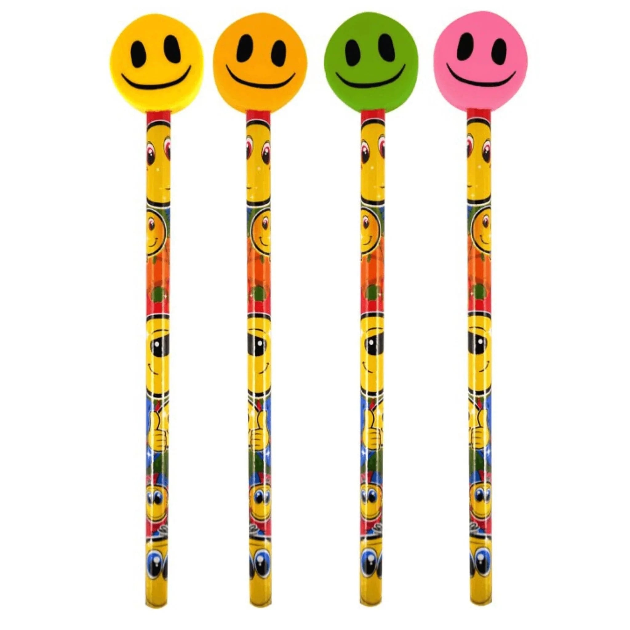 Smiley Face Pencils with Eraser Toppers - Kids Party Craft