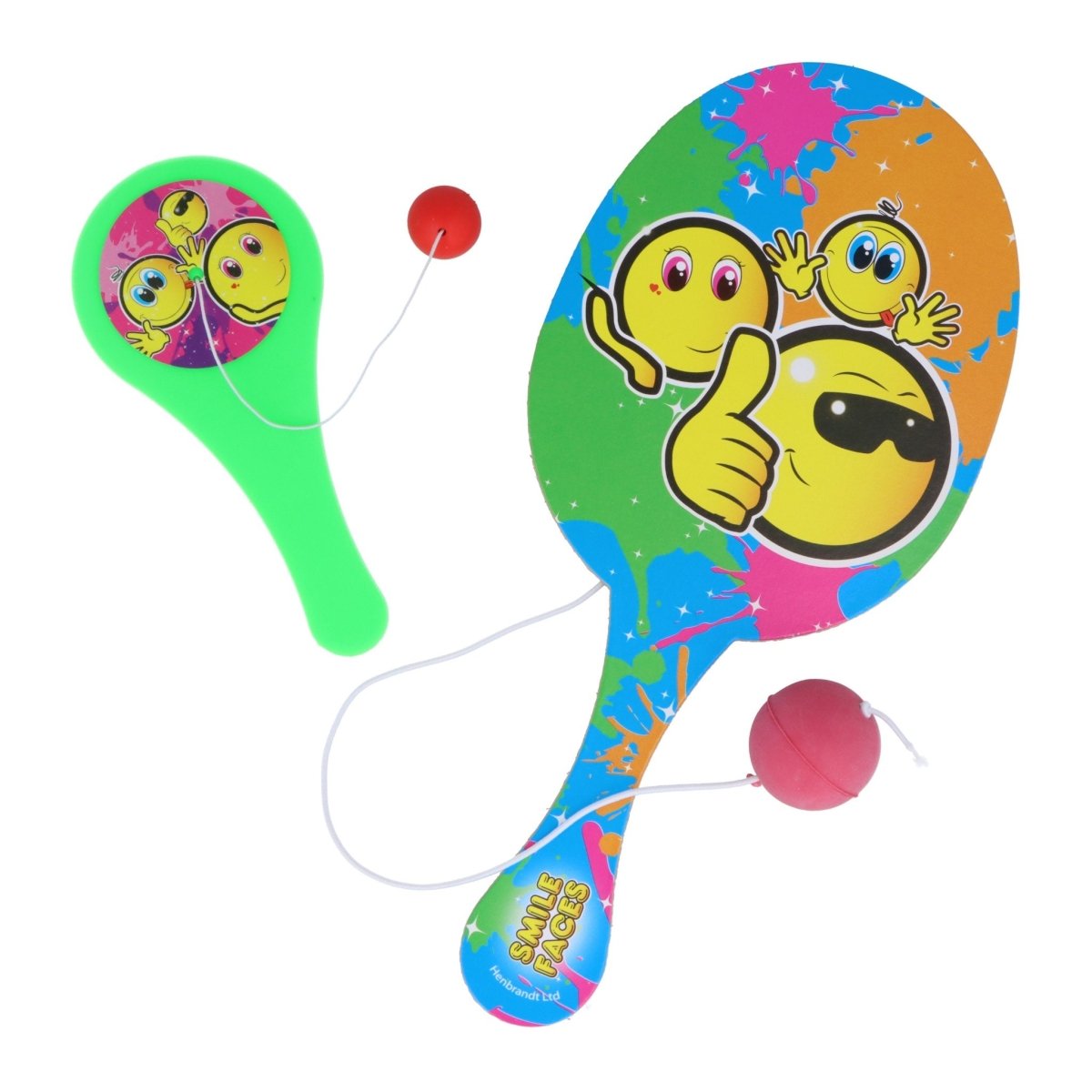 Smiley Face Wooden Paddle Bat and Ball Game - Kids Party Craft