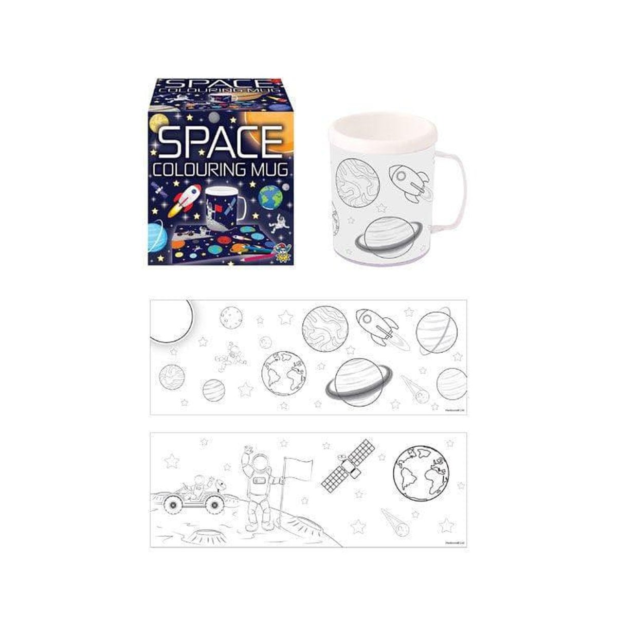 Space Colouring Mug with 2 Assorted Designs - Kids Party Craft