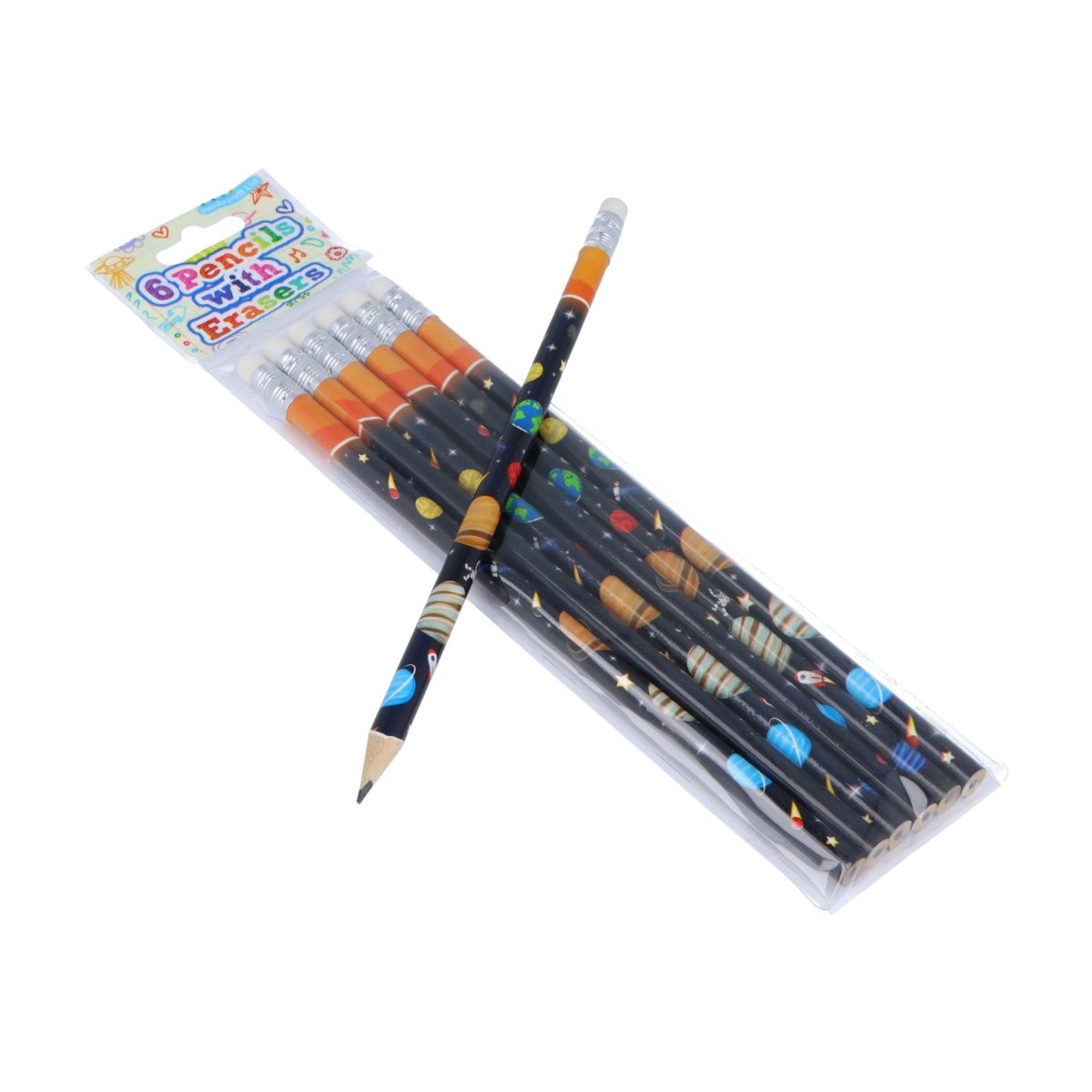 Space Pencils with Erasers (6 pieces) - Kids Party Craft