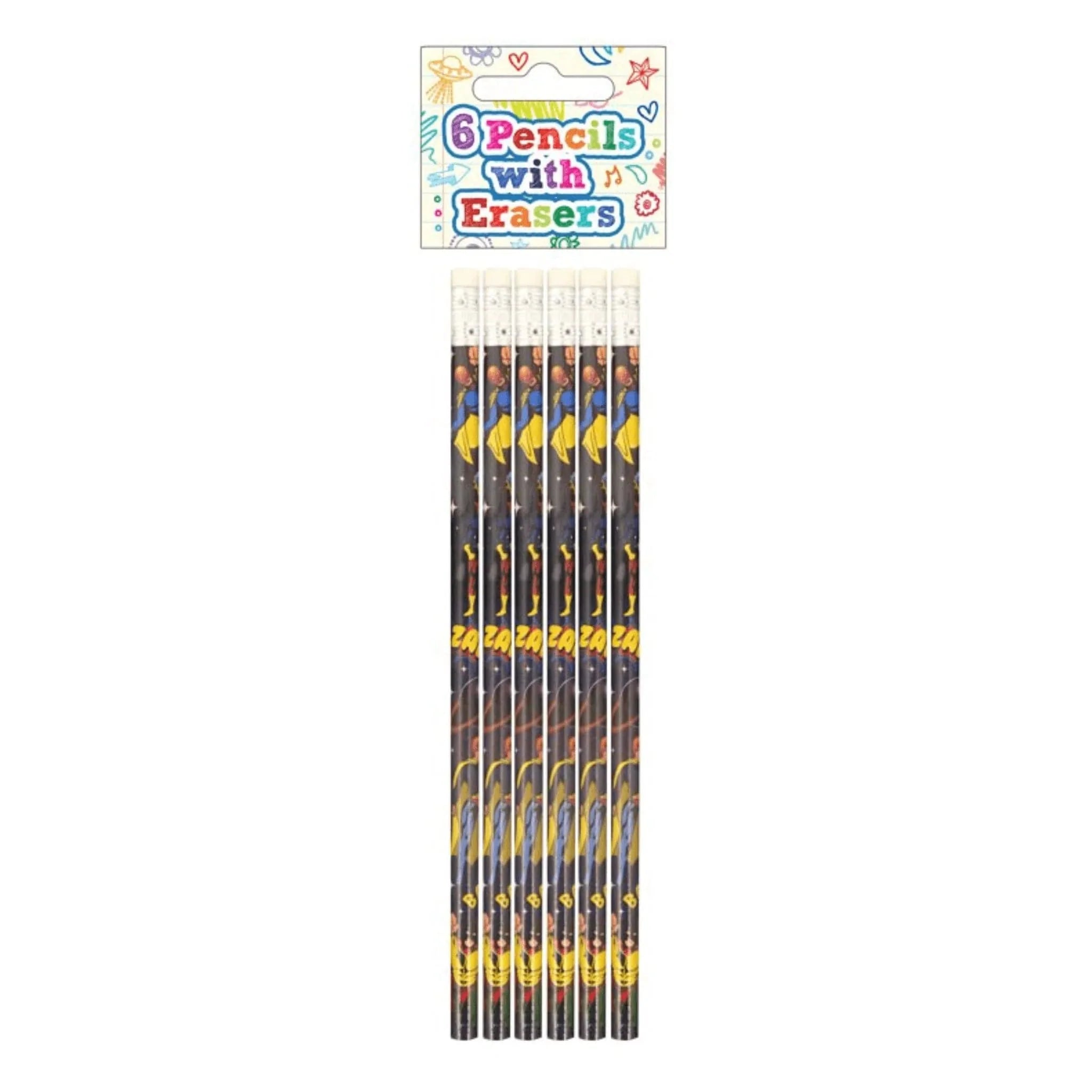 Superhero Pencils with Erasers (6 pieces) - Kids Party Craft