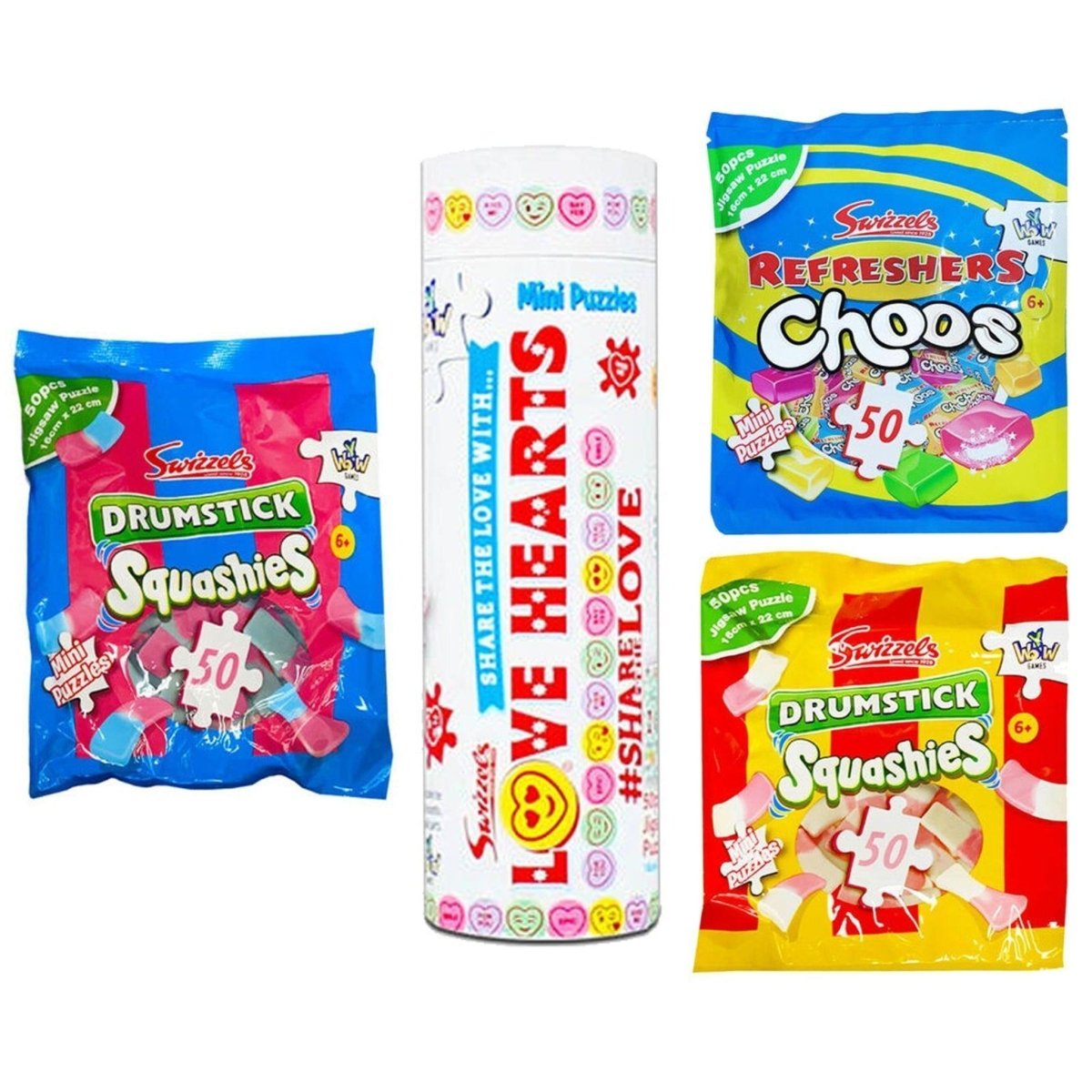 Swizzels Mini Puzzles Refreshers/Love Hearts/Squashies - Kids Party Craft