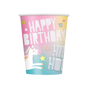 Unicorn 9oz Paper Cups 8pk - Kids Party Craft