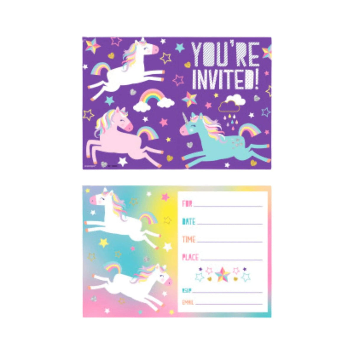 Kids Invitations Unicorn Birthday Party Invitations 8pk - Kids Party Craft | Kids Party ...