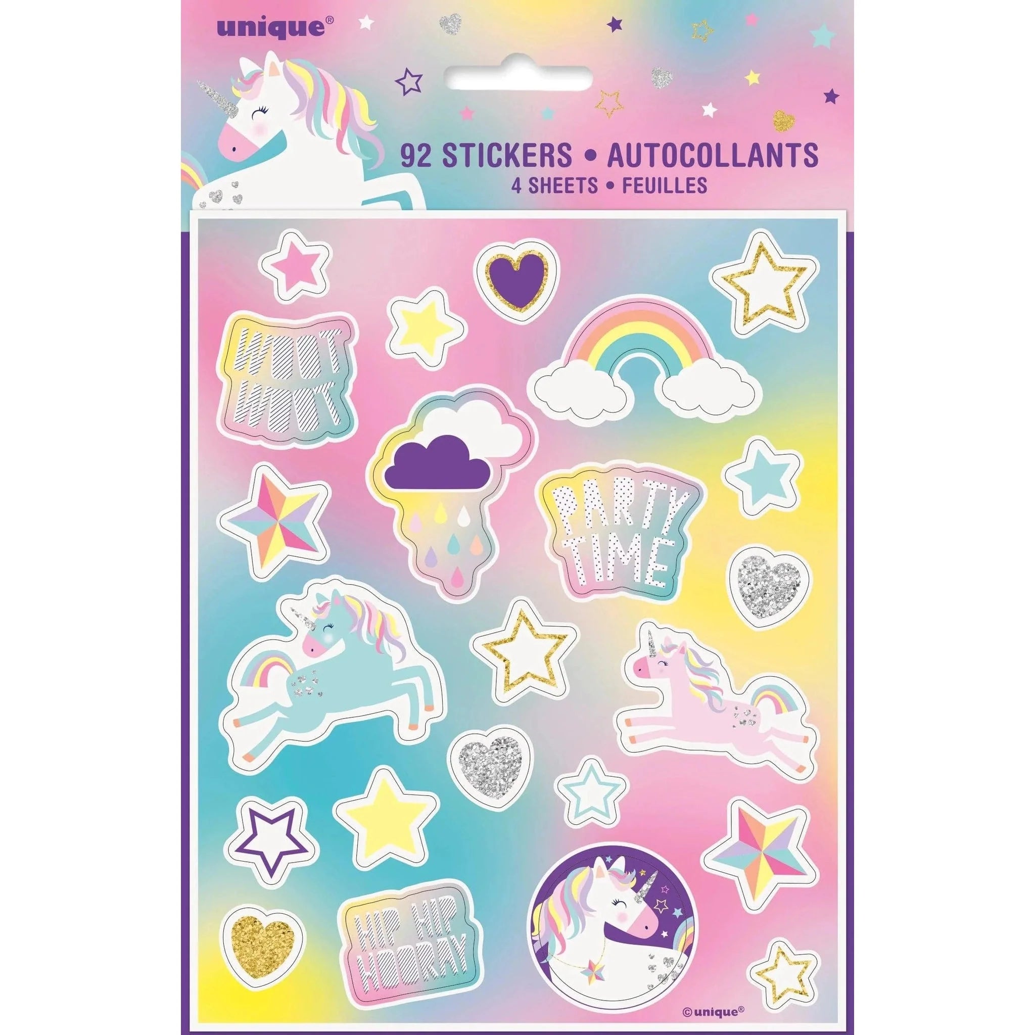 Unicorn Sticker Sheets 4pk - Kids Party Craft