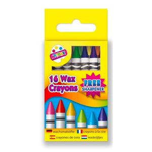 Wax Crayons Set With Sharpener (16 Assorted) - Kids Party Craft