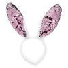 White Easter Bunny Ears Headband with Pink Sequins - Kids Party Craft
