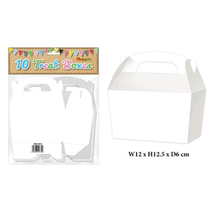 White Treat Box 12cm Pack of 10 - Kids Party Craft