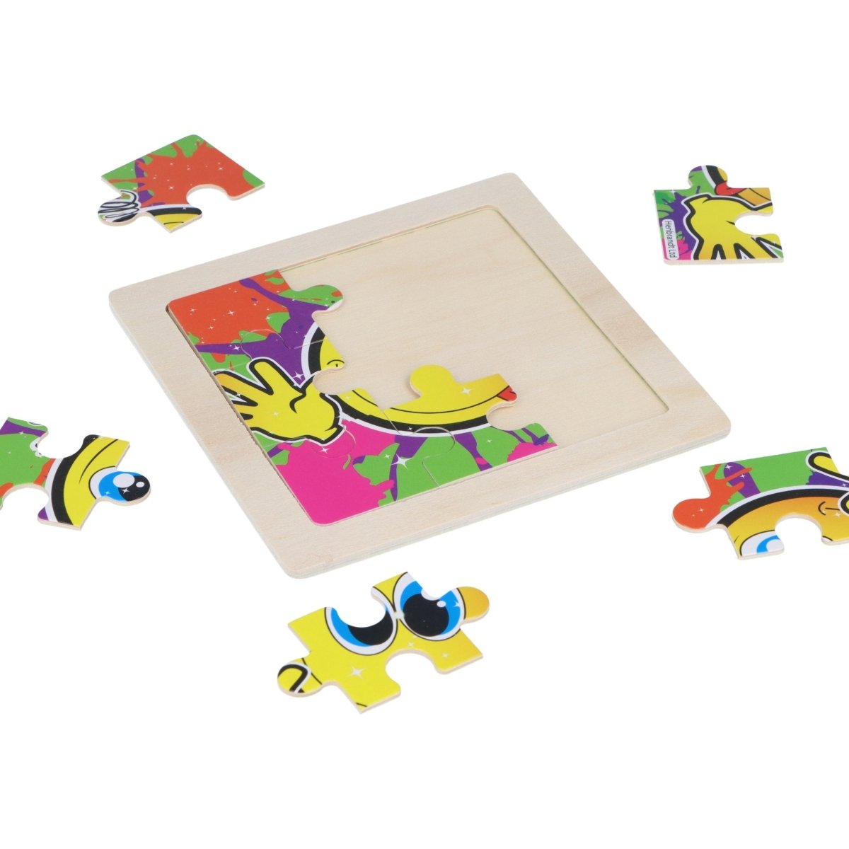 Wooden Emoji Smile Mini Jigsaw Puzzle - Kids Party Craft