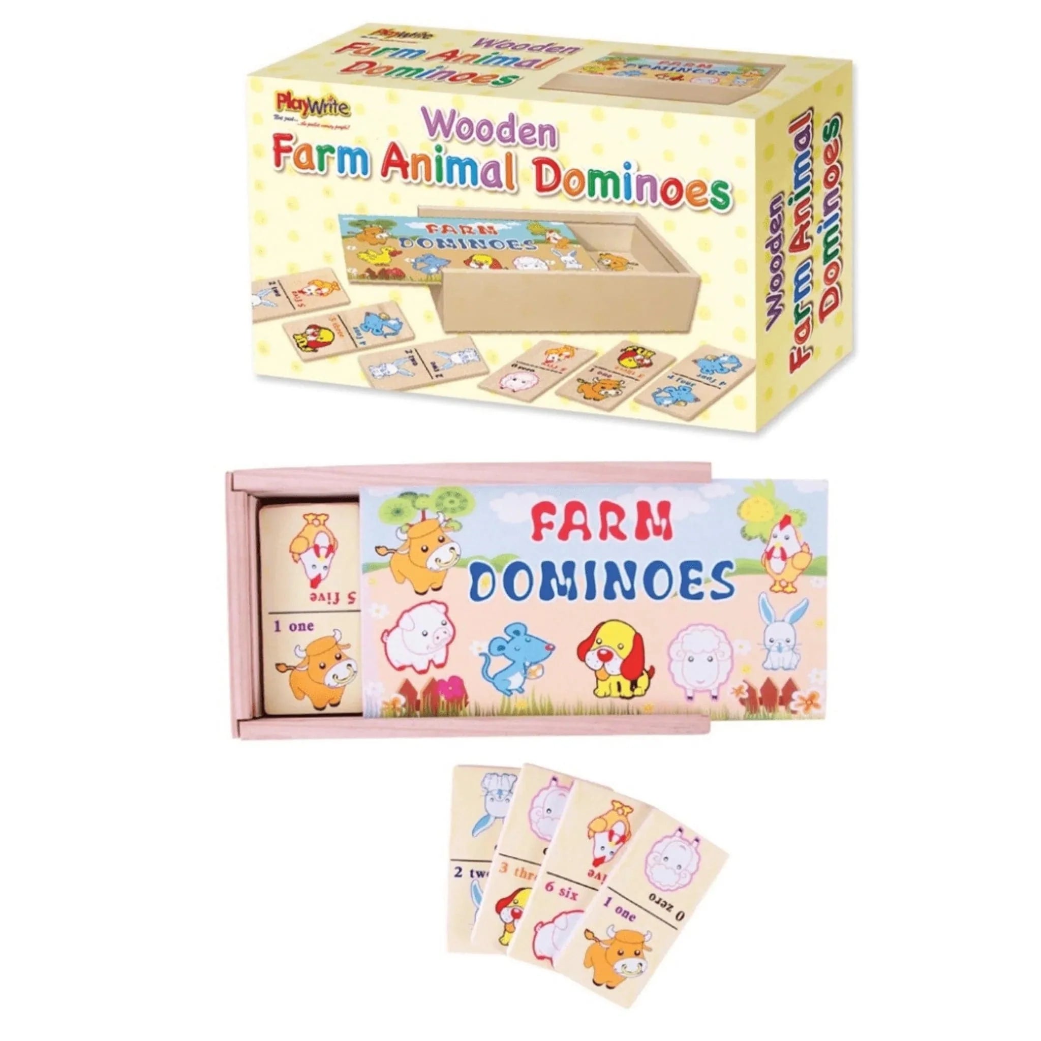 Wooden Farm Animal Dominoes 16x9cm - Kids Party Craft