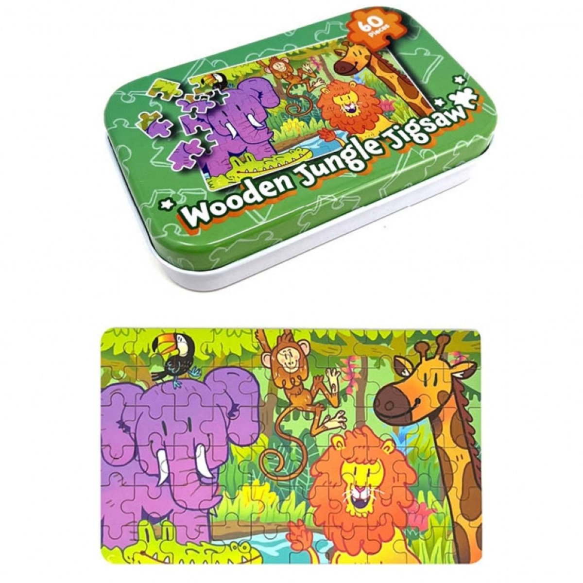 Wooden Jungle 60 piece Jigsaw in Tin - Kids Party Craft